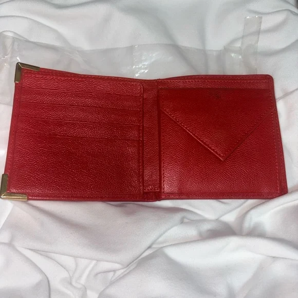 Yves Saint Laurent Red Leather Wallet NOT going lower. Will relist @ $260 soon - Picture 3 of 10